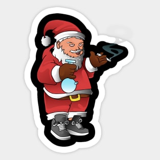 santa smoking weed Sticker